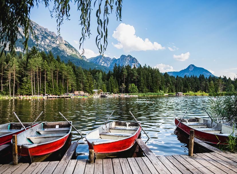 Rowing boats on the Völser Weiher