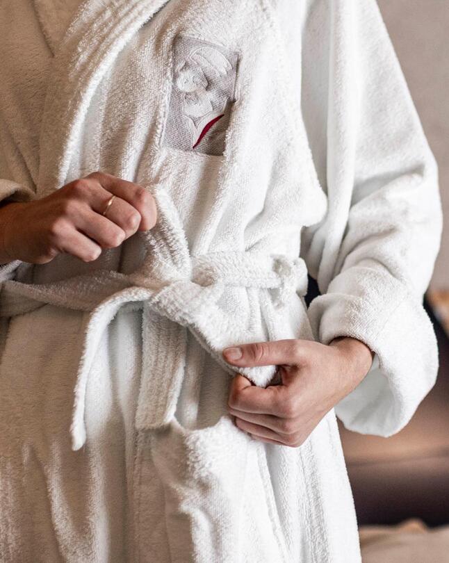 A person in a bathrobe