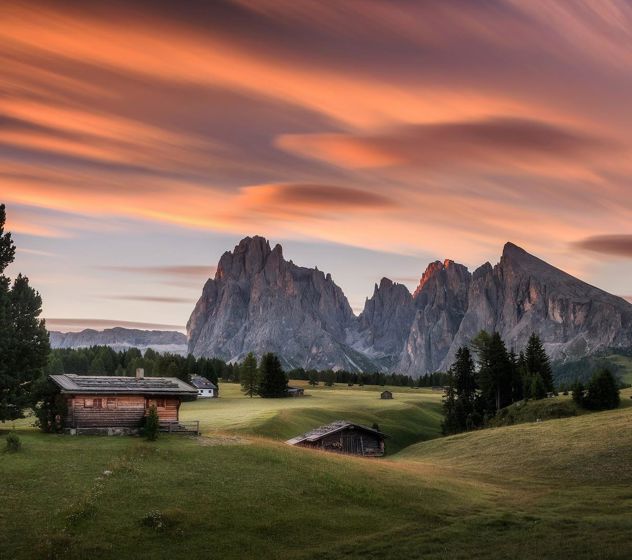 Die Seiser Alm im Abendrot